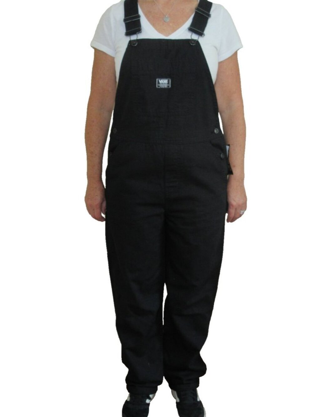 Vans Women's Ground Work Denim Carpenter overalls Black White Size XS NWT - Picture 4 of 14